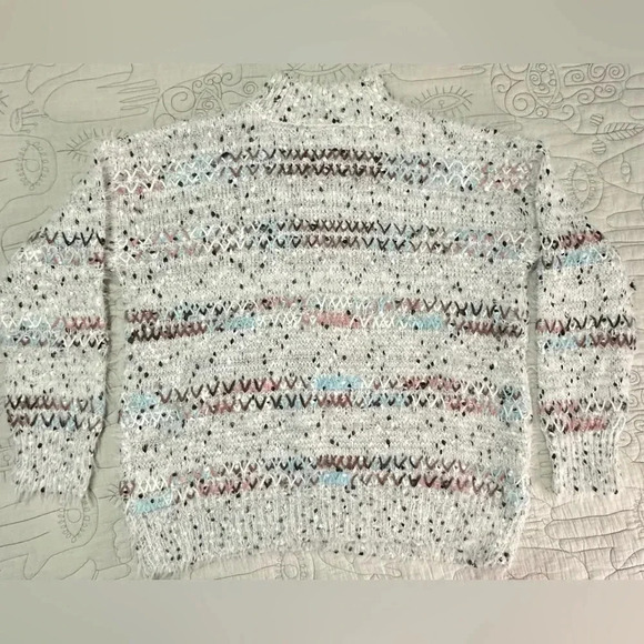 Anthropologie RAGA L Faye Mock Neck Eyelash Sweater Metallic Accent Threads - Picture 5 of 11